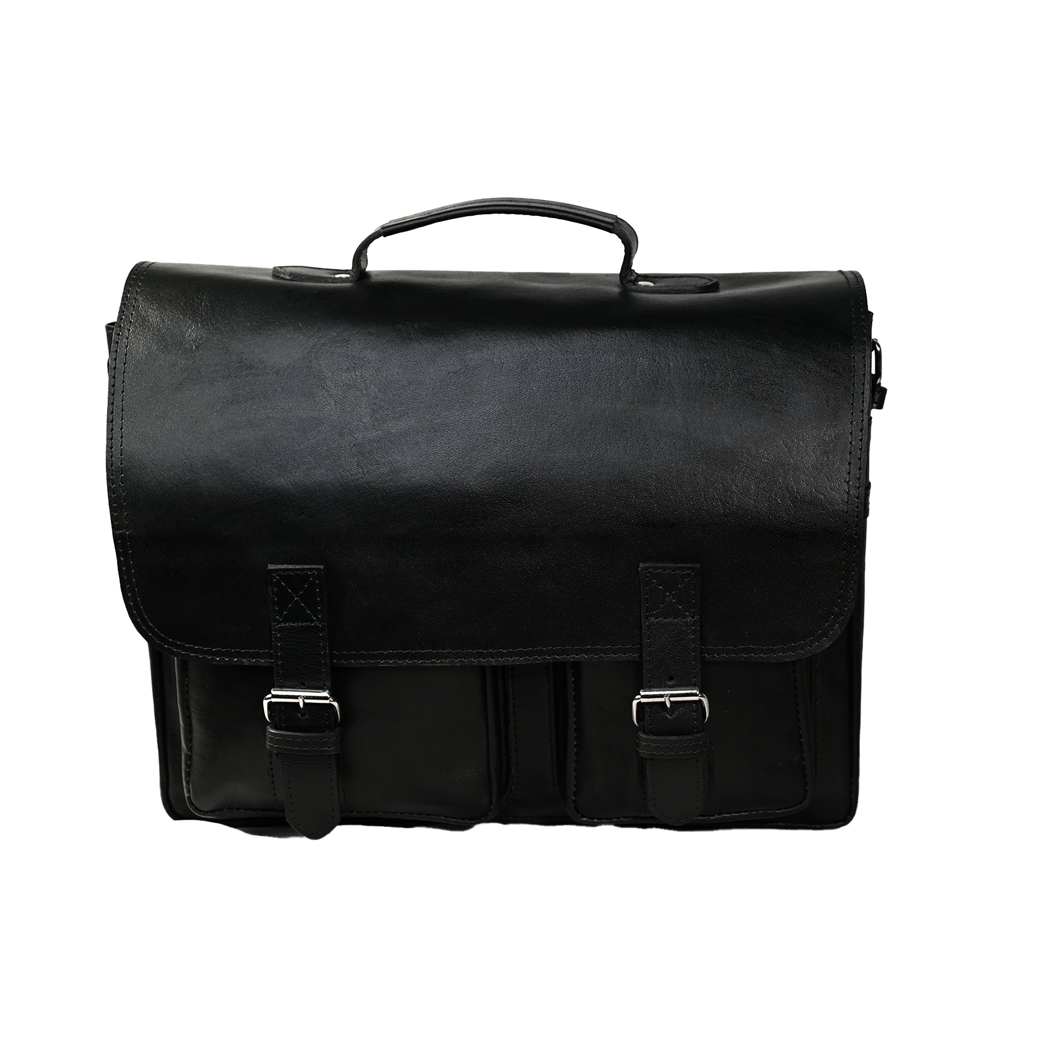 Leather Messenger Bag Briefcase with Front Pockets | LE-3870