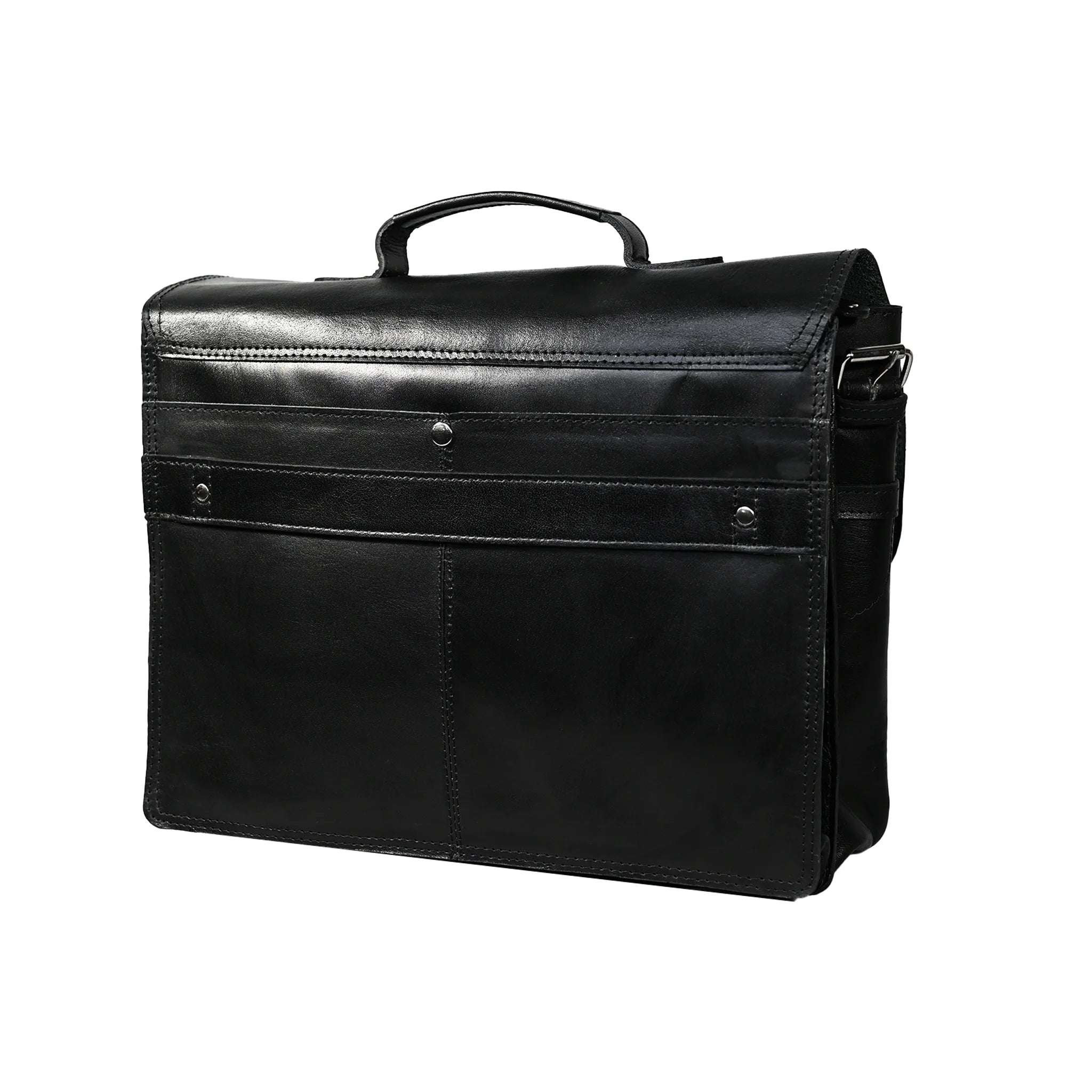 Leather Messenger Bag Briefcase with Front Pockets | LE-3870