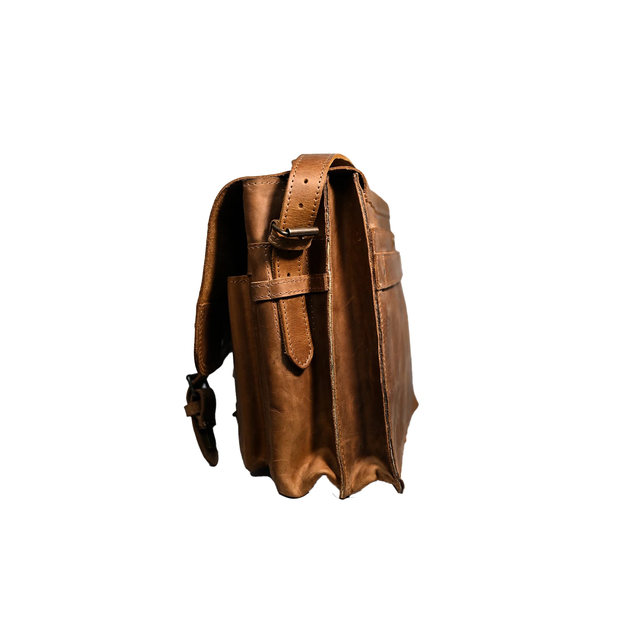 Leather Messenger Bag Briefcase with Front Pockets | LE-3870
