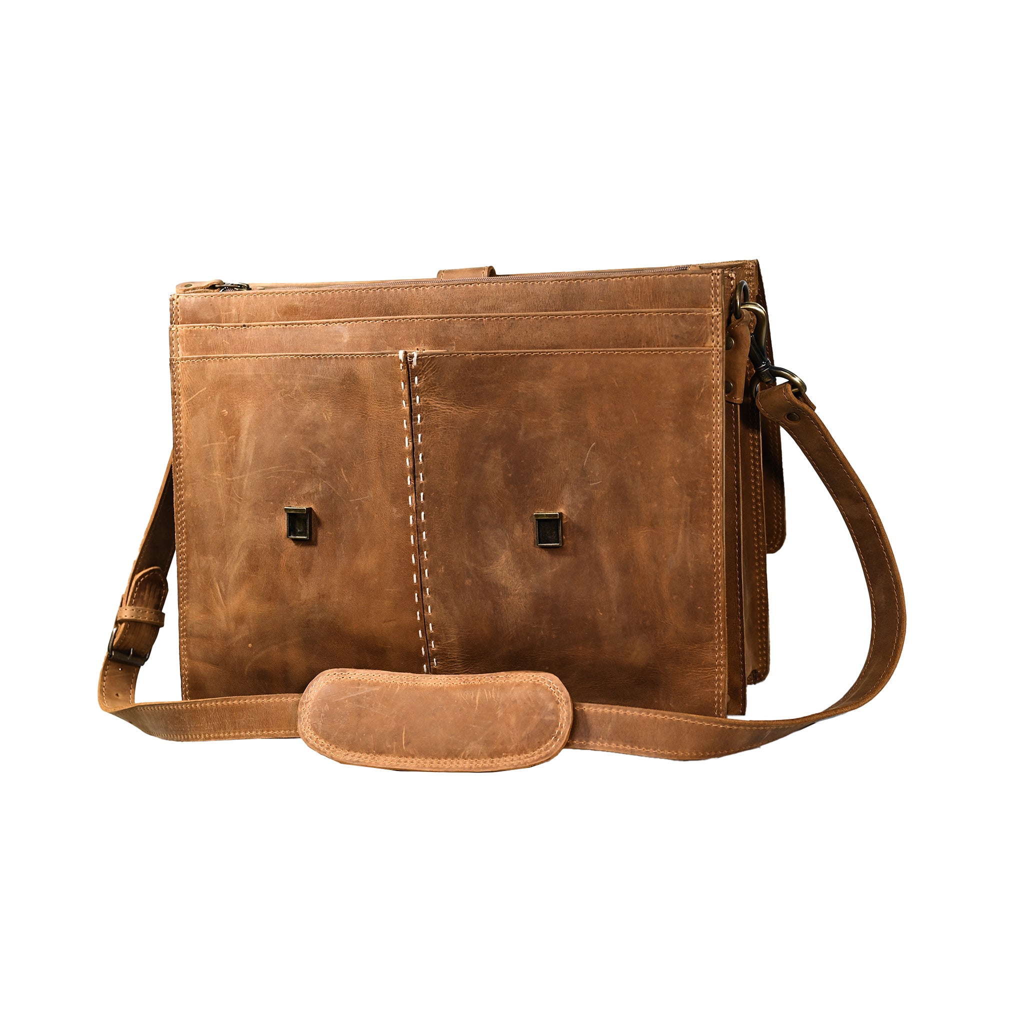 Large Handmade Cow Skin Leather Briefcase for Men | LE-9249