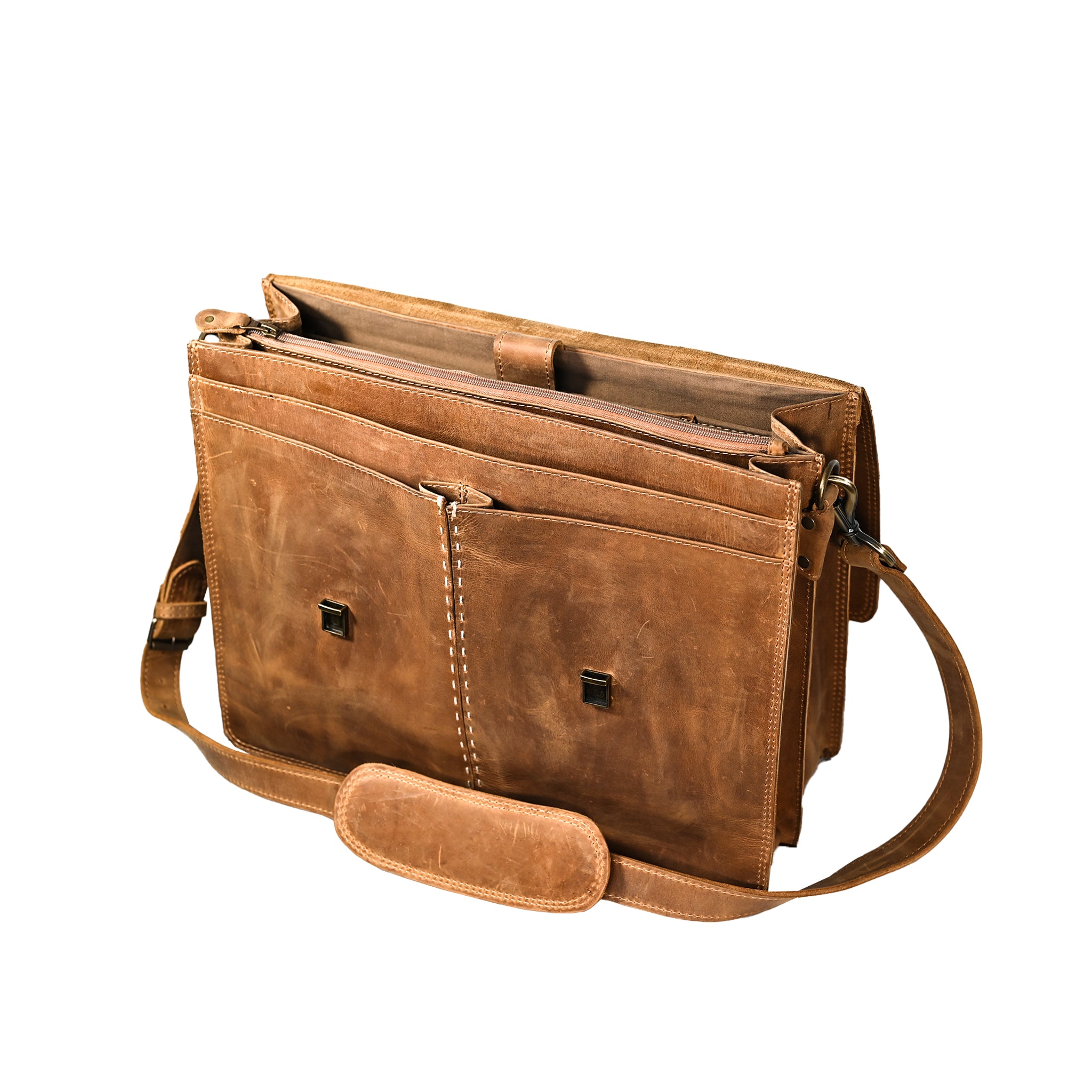 Large Handmade Cow Skin Leather Briefcase for Men | LE-9249