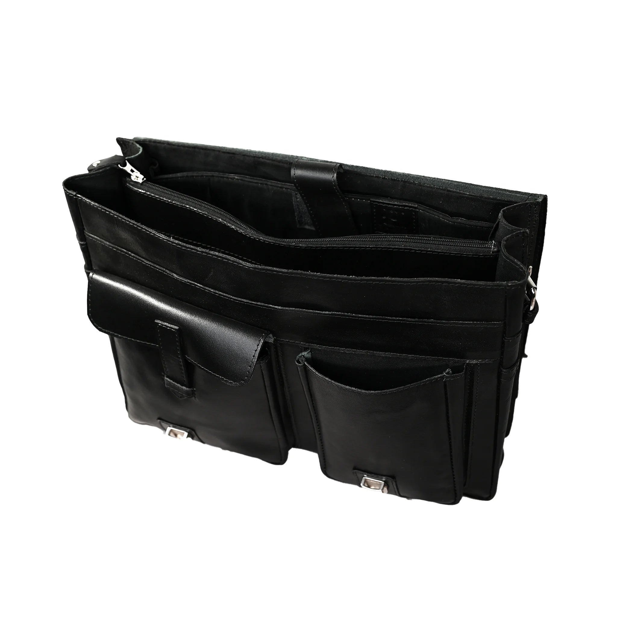 Leather Messenger Bag Briefcase with Front Pockets | LE-3870