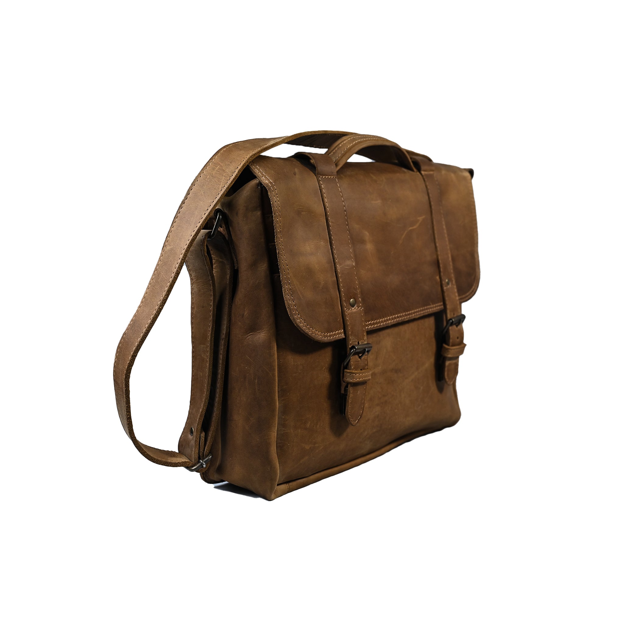 Vintage Brown Leather Briefcase and Messenger Bag for Work | LE-3846
