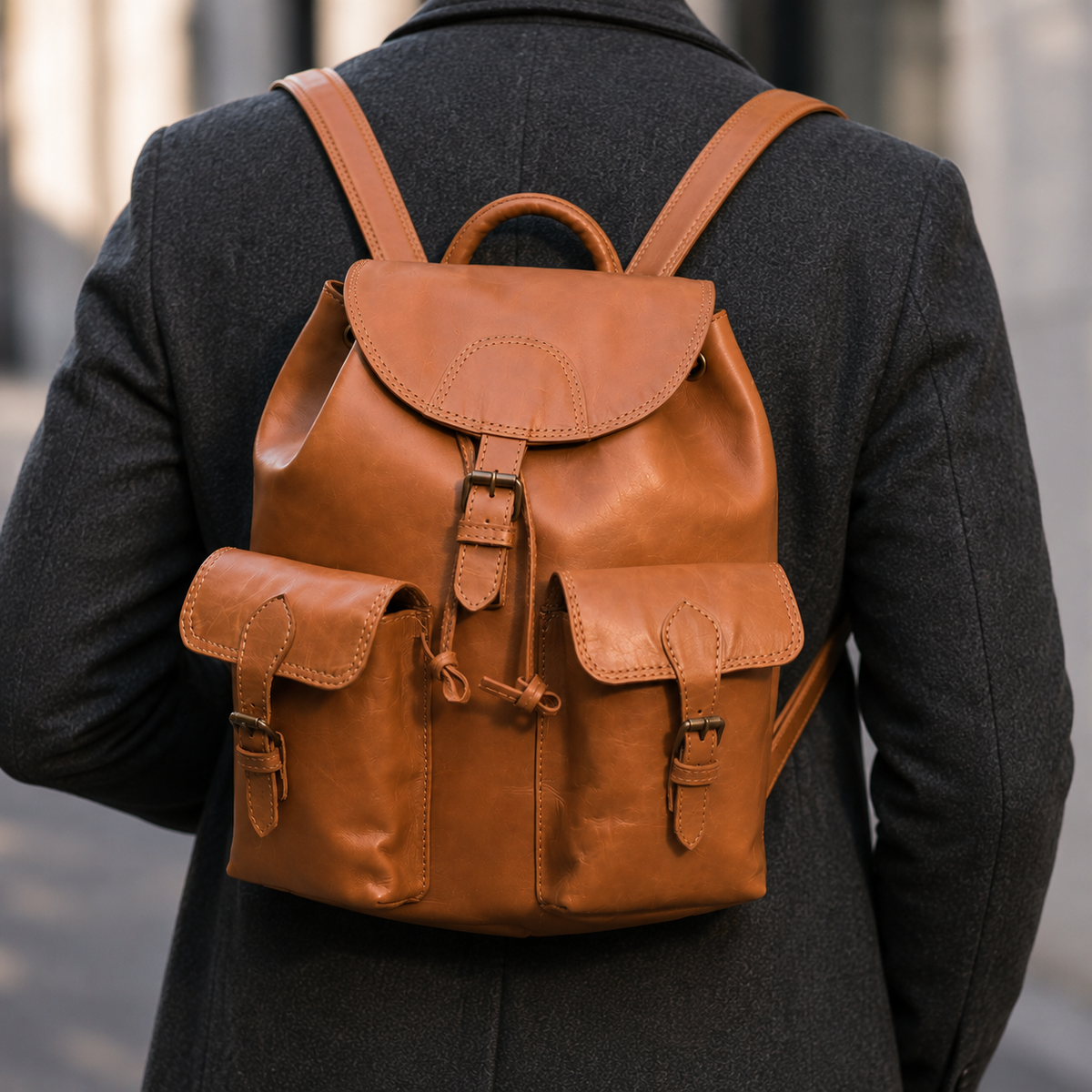 Handmade Buffalo Crazy Horse Leather Backpack| LE-2207