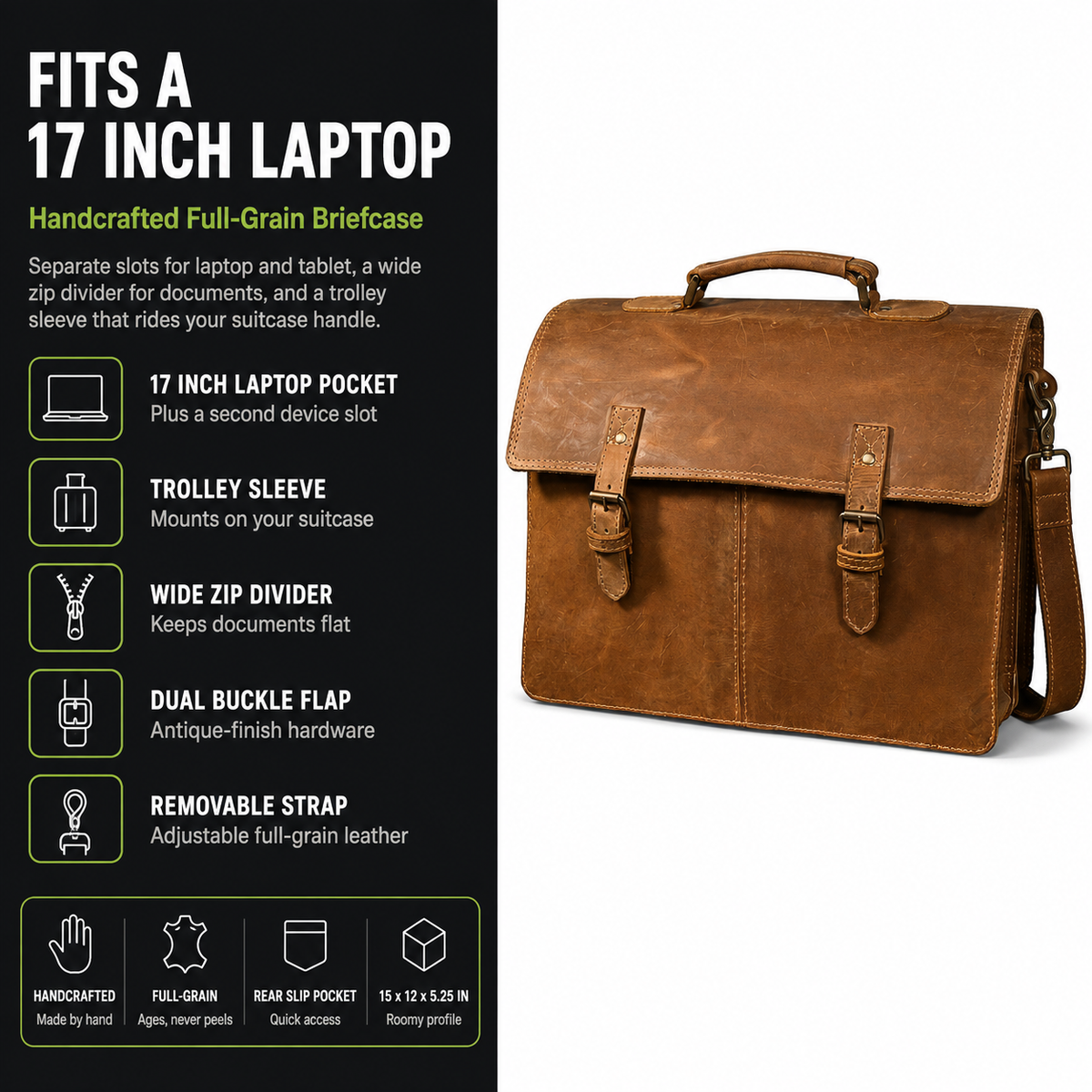 Handmade Cowskin Leather Briefcase & Messenger Bag | LE-9248
